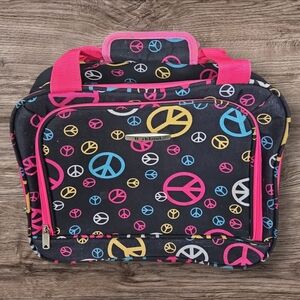 Rockland Carry on Bag black and pink with peace sign